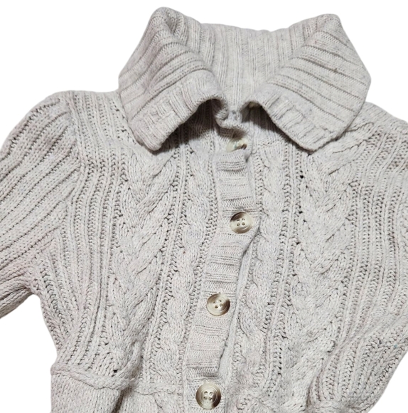 !! SOLD !! Abercrombie vintage tan / cream knit babydoll cardigan sweater - Picture 7 of 9